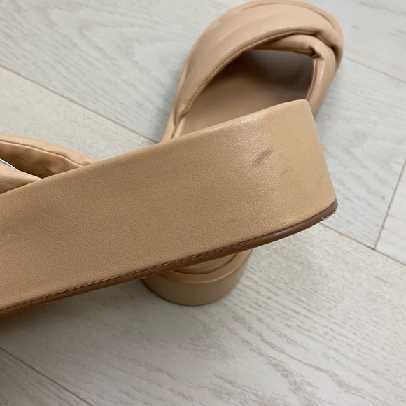 ZARA sheathed tab beige sandals slippers chunky platform quilted 39/9 - Picture 3 of 10